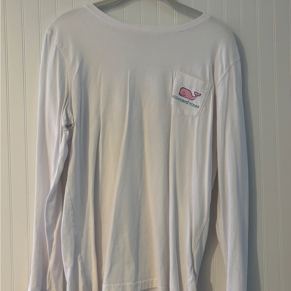 Vineyard Vines Cream Tee with Blue Logo